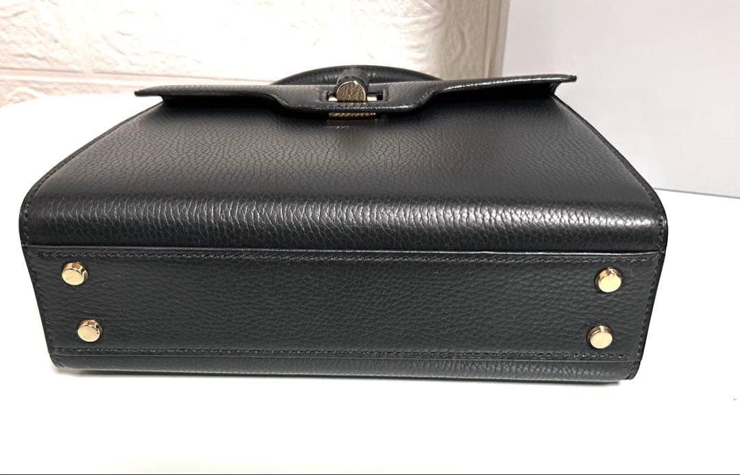 WAKO ネイビー レザー ハンドバッグ