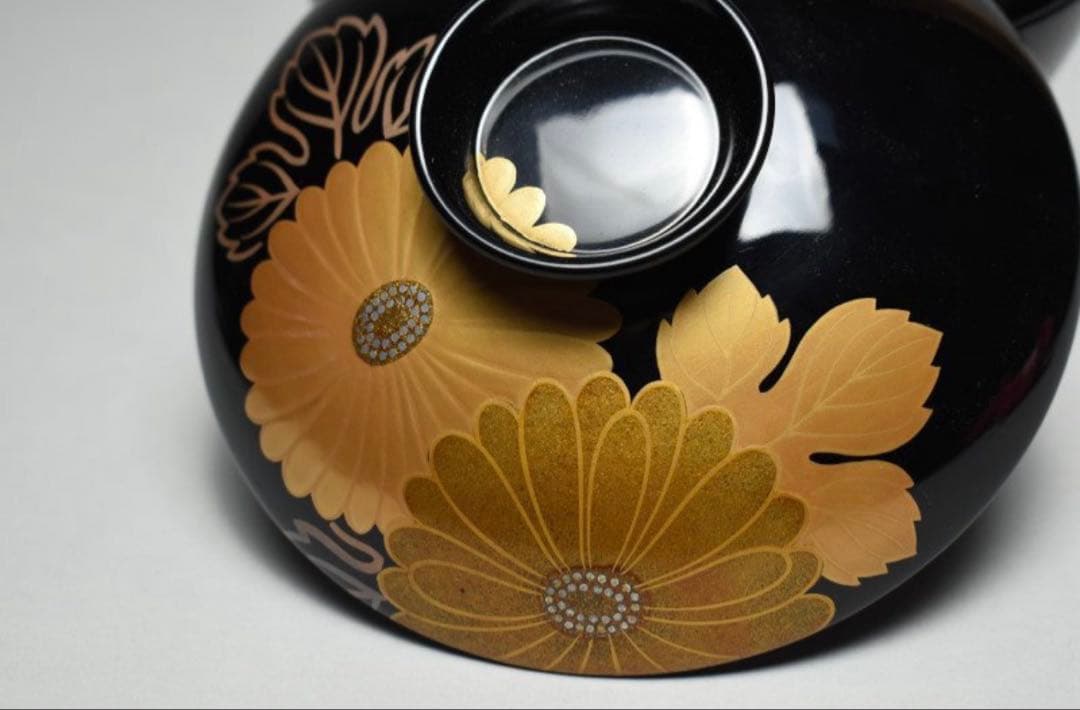 輪島塗　蒔絵菊花図　五客