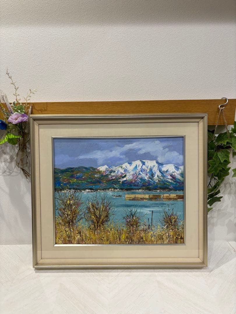 田中均　風景画 油絵　雪の比良　８号