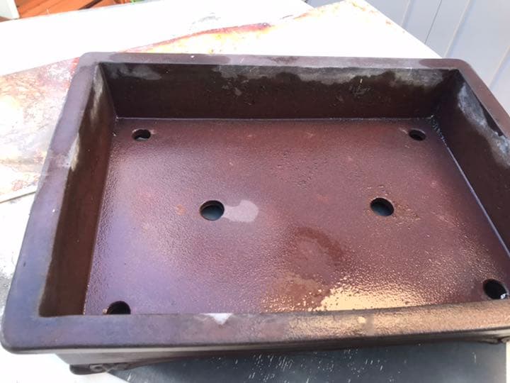 盆栽鉢　時代大きな水庄園長方鉢42x31x10cm窓付き雲足