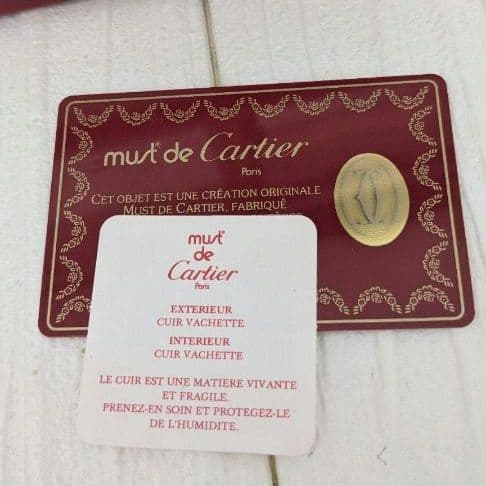 希少】美品 Cartier マストライン 三つ折り財布 がま口 ボルドー 付属品