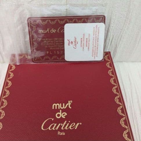 希少】美品 Cartier マストライン 三つ折り財布 がま口 ボルドー 付属品