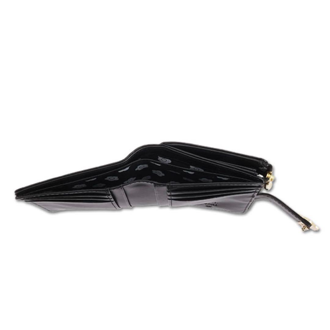 マリークワント　折り財布　ブラック　牛革　ウォレット　クロコ型押し