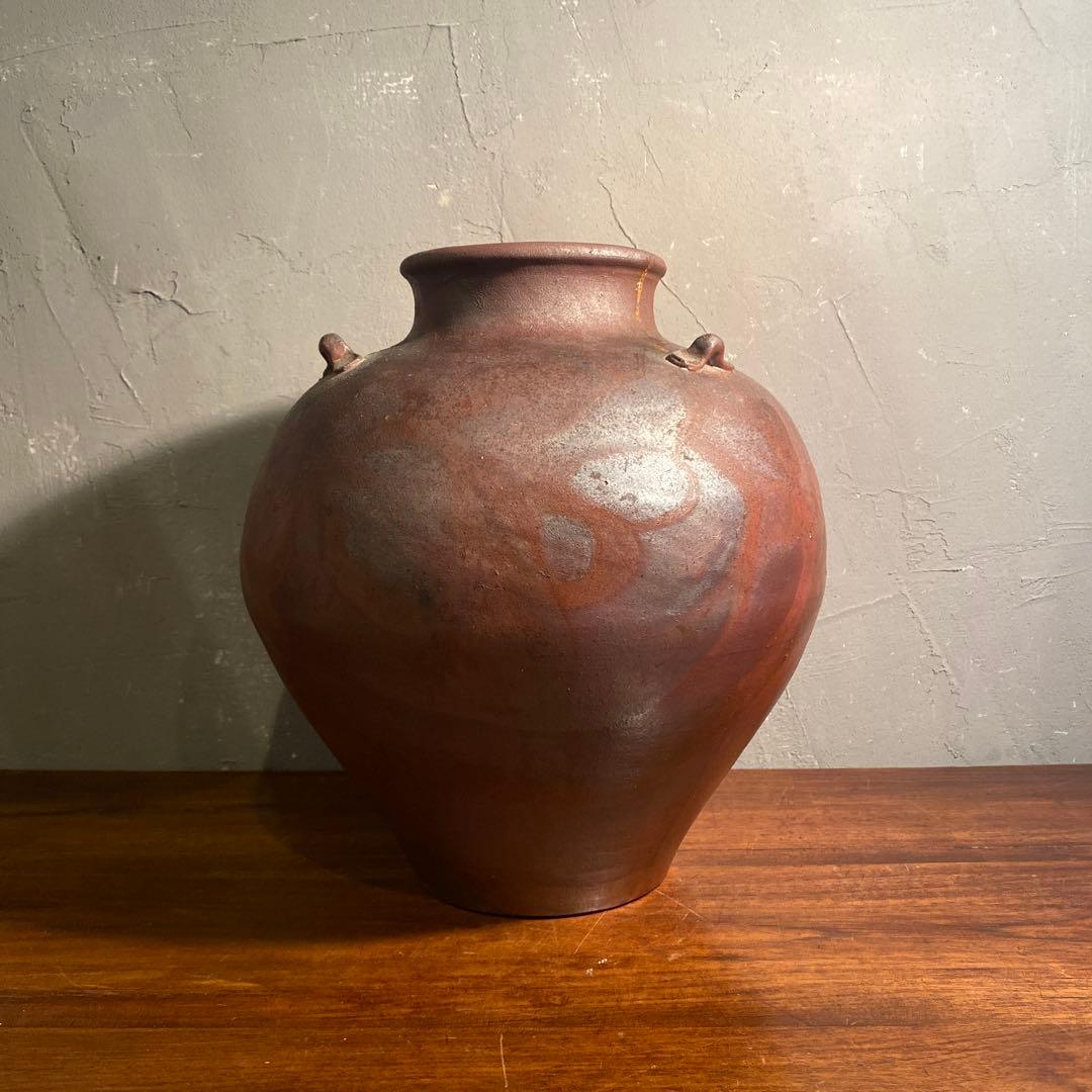丹波焼 甕 三耳壺 花器 花入 美術品 骨董品 備前焼 在銘 コレクション