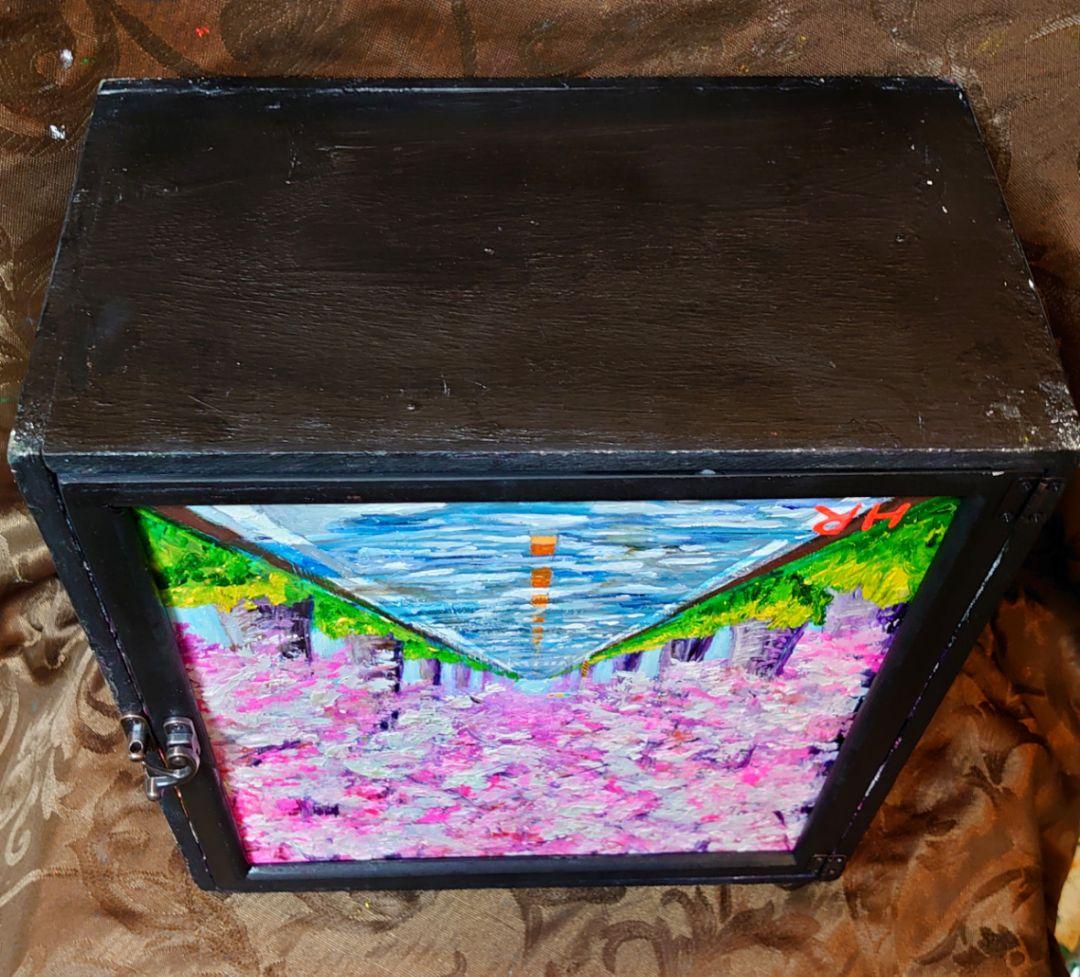 油絵 絵画 【手作りボックス】【桜】