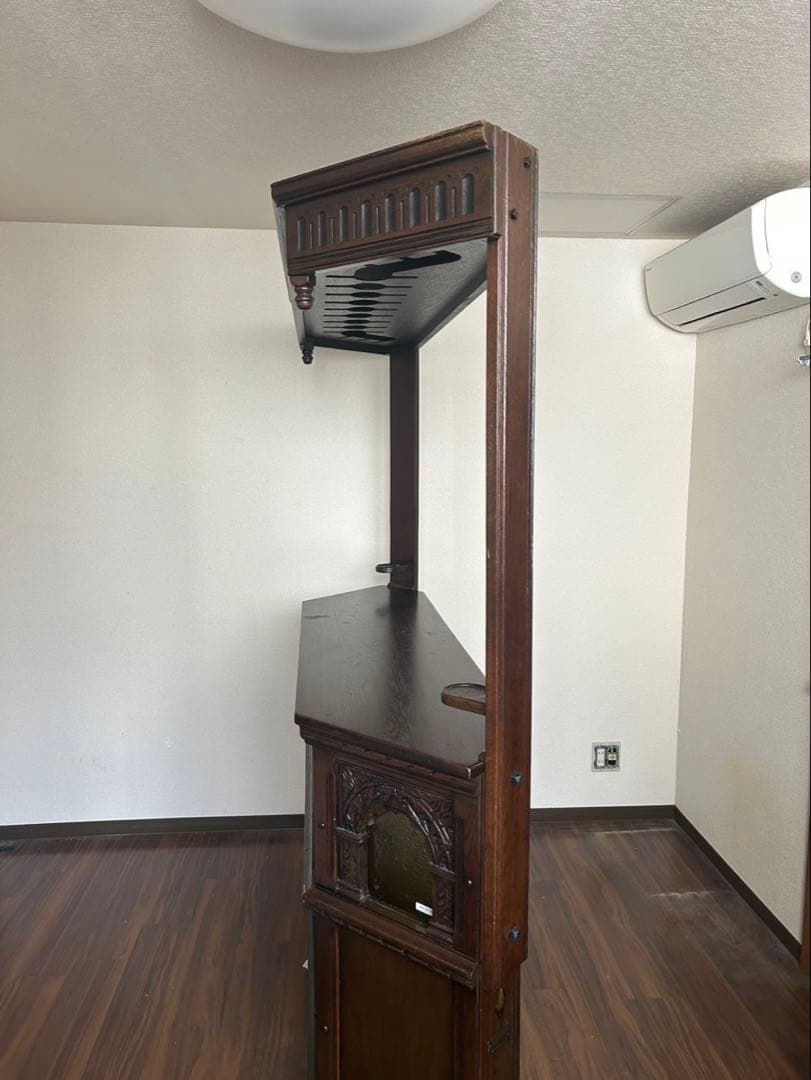 大塚家具 一点物 木製バーカウンター 彫刻入り ダークブラウン