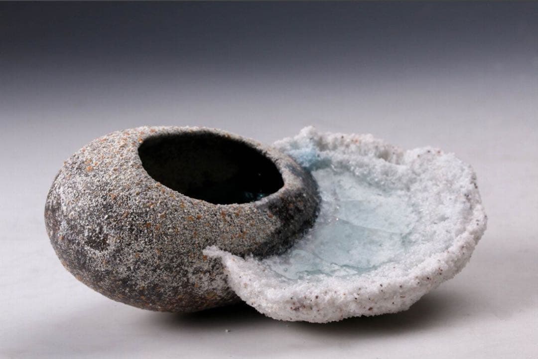 小川待子作　釉薬と陶器　オブジェ　現代アート