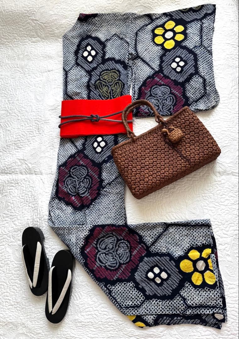 粋な大人の高級浴衣◆有松絞り 素晴らしい吉祥花文