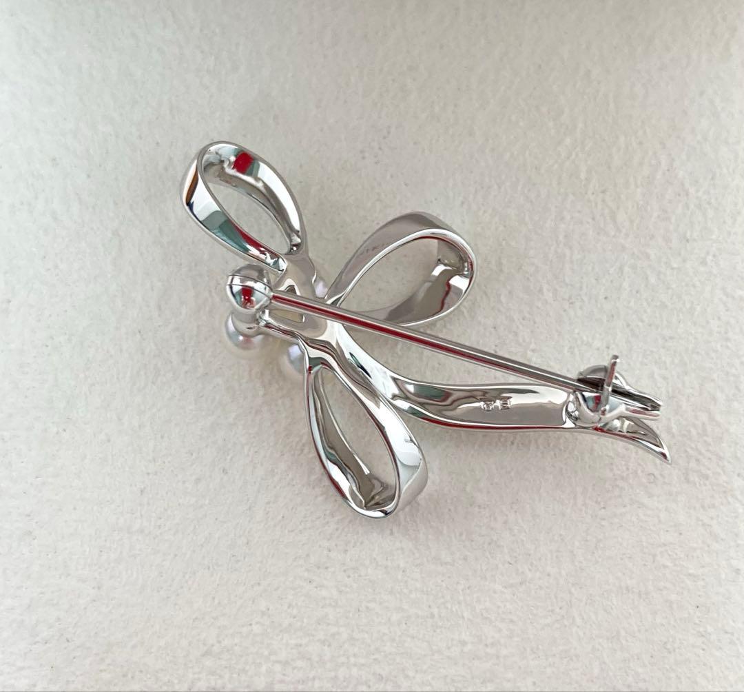 【新品未使用品】ミキモト パール ブローチ ベビーパール ブローチ リボン