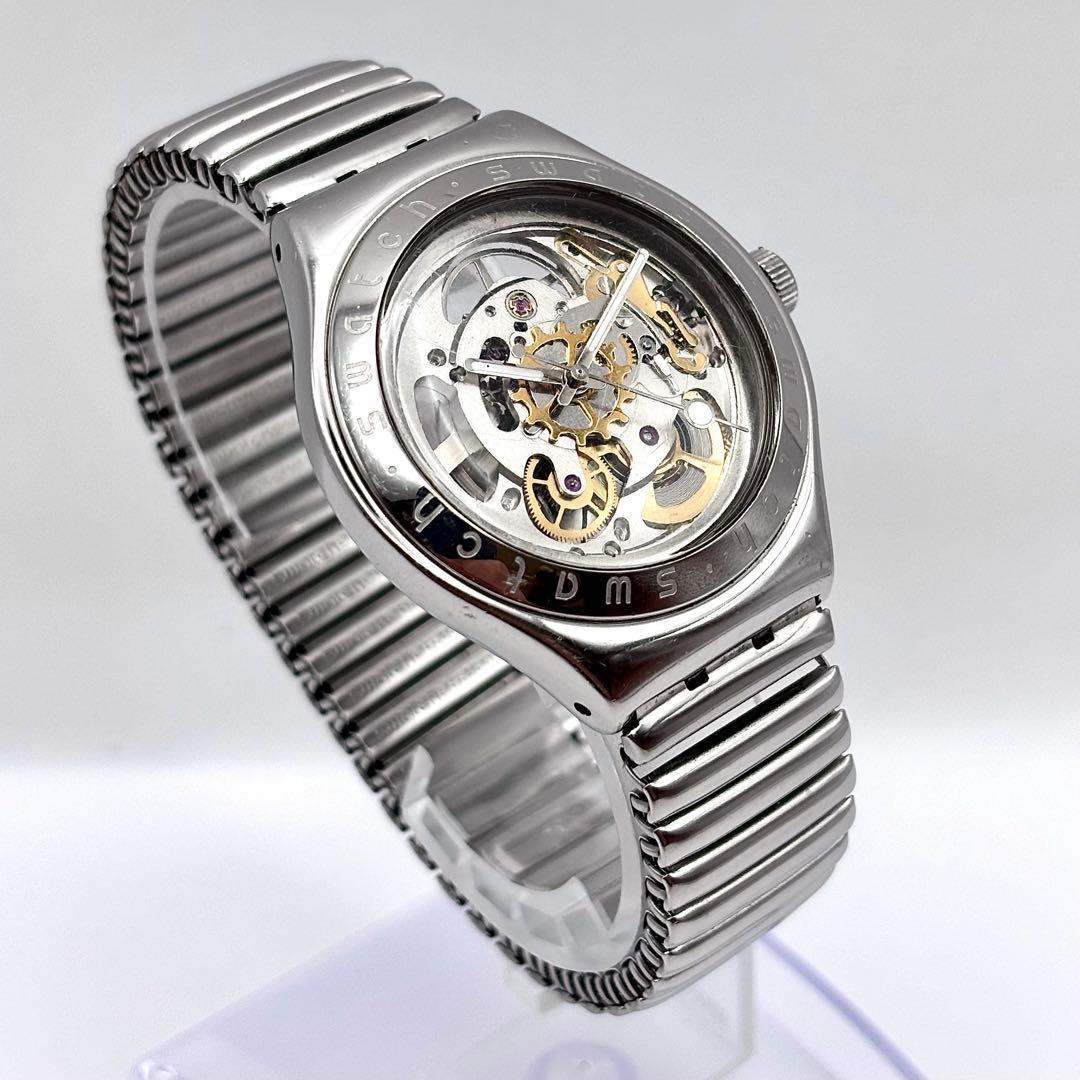 スウォッチ アイロニー 自動巻き スケルトン メンズ腕時計 稼動品