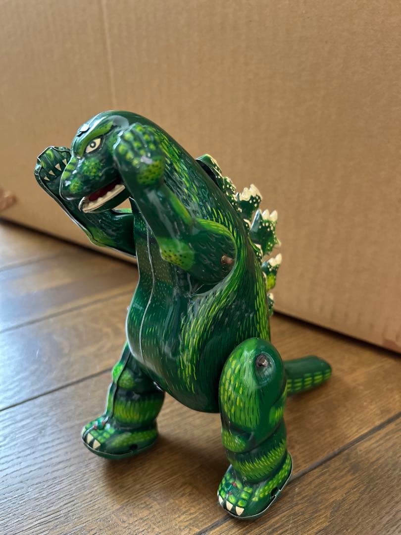 【新品】ビリケン商会 ゼンマイ歩行ブリキ ゴジラ グリーン