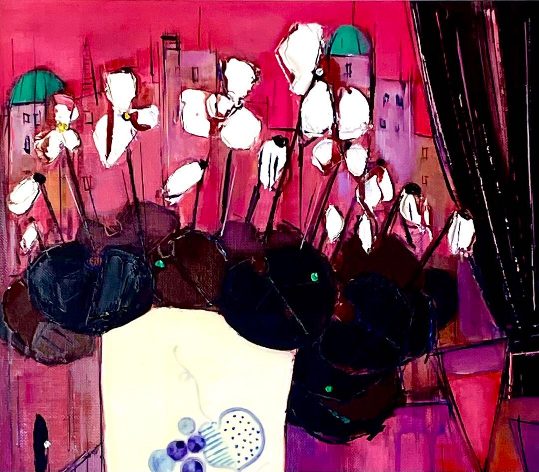 折橋真理子　【真作 】「しくらめん」油彩8号 パリの窓辺　一枚の繪取扱　人気作品