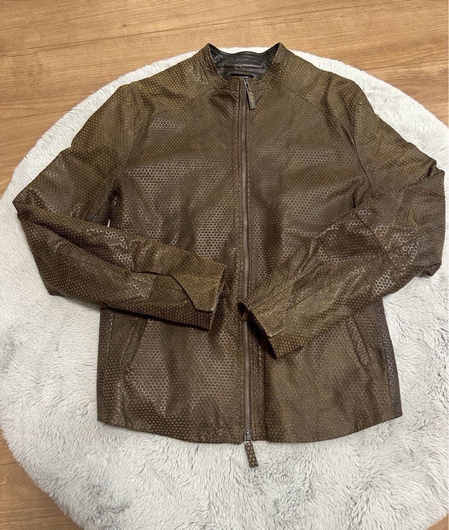 エンポリオアルマーニ シングルライダース レザージャケット 牛革 サイズ50