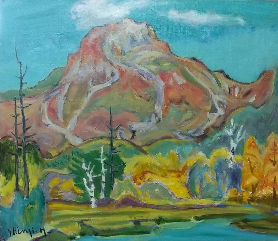 「焼岳」秋 絵画 油絵 F10