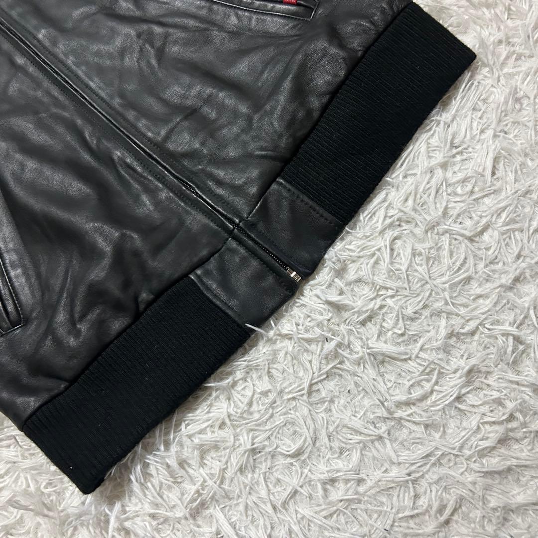 【美品】Schott ショット ラム レザージャケット トラックフーディー 黒