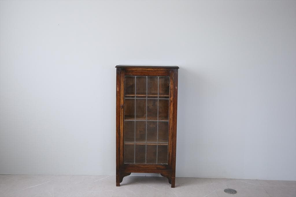 英国アンティーク木製ブックケースキャビネット/本棚/食器棚/飾り棚(91-37)