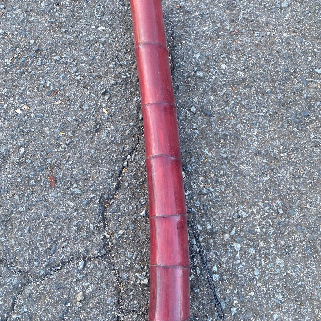 【増51230】　自在鉤　木製横木　鯛　民芸　古民家　高さ150cm