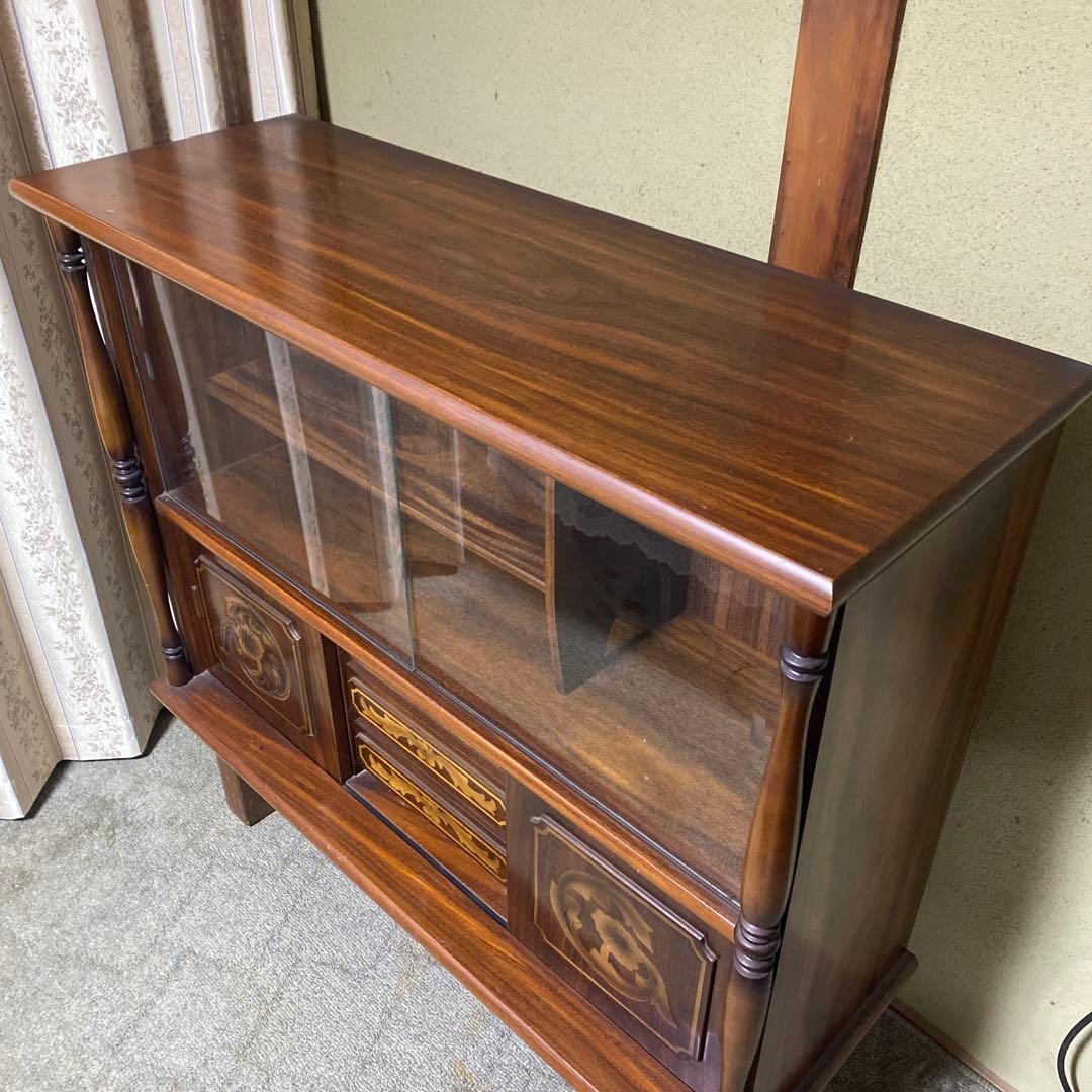 ヴィンテージ　 レトロ　 木製 　ガラス扉　キャビネット　サイドボード