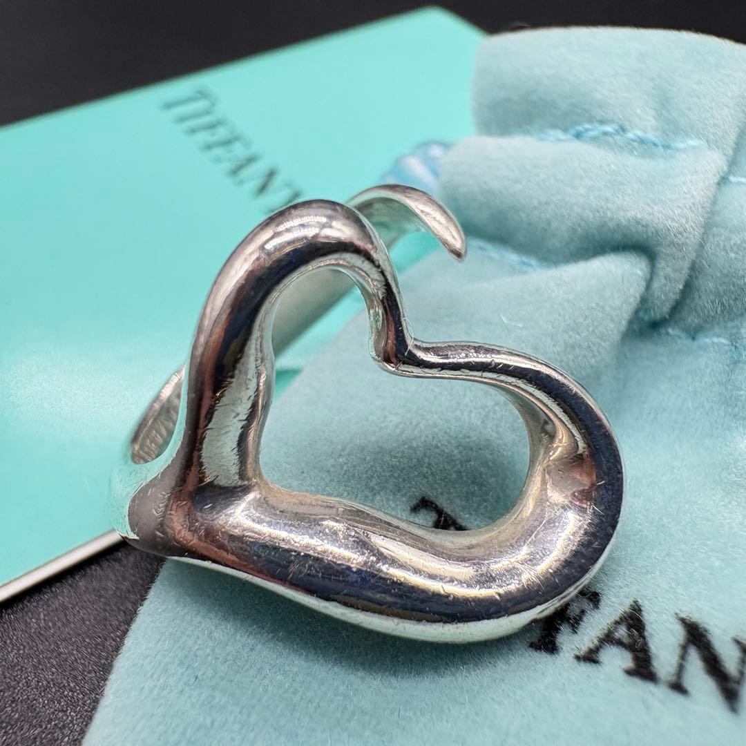 【美品】ティファニー オープン ハート リング 約11号 シルバー925 828