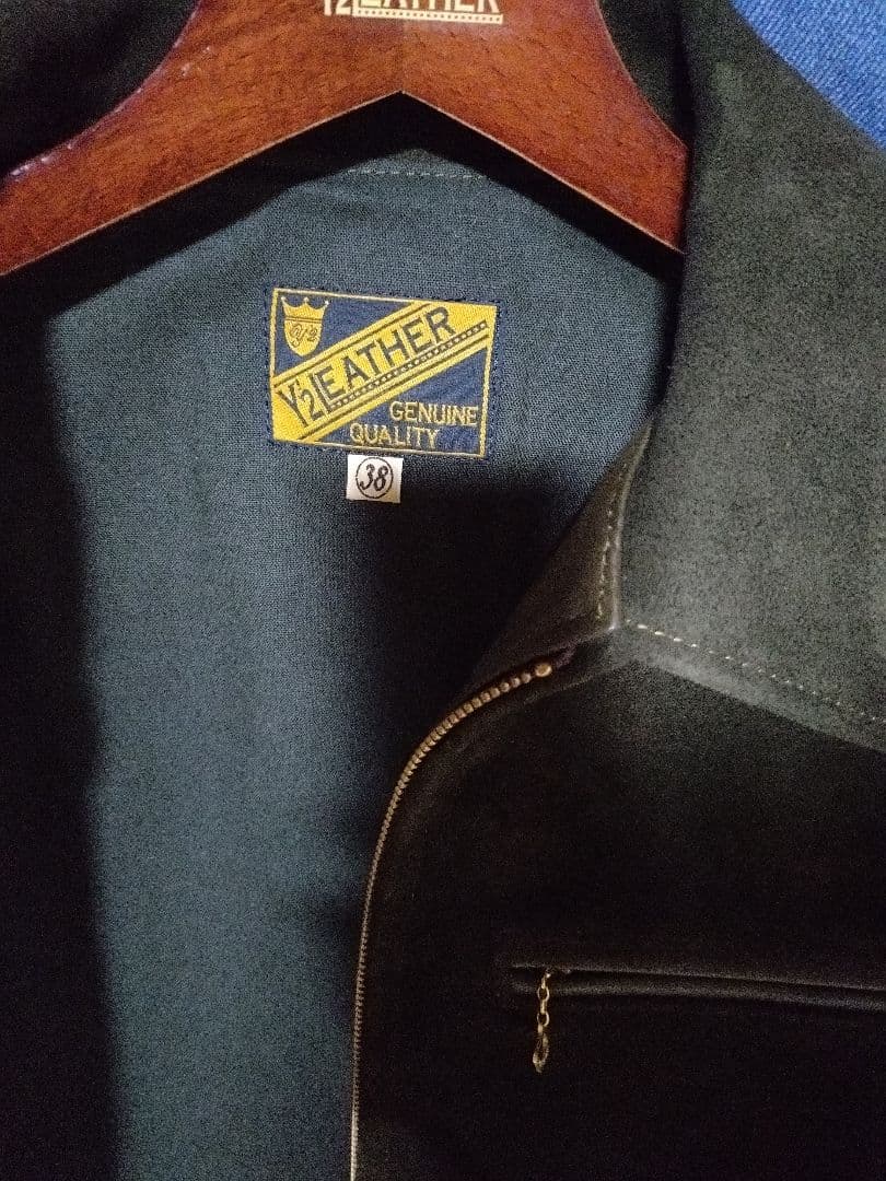 y'2 leather　シングルライダース　ステアスエード　オリーブ