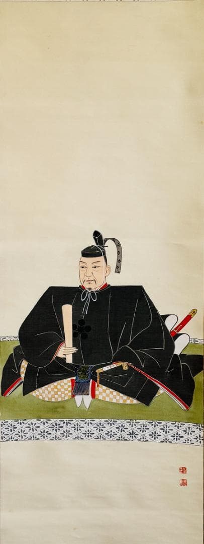天神様 菅公像 菅原道真像 掛軸 桂山筆 人物画 肖像画 学問の神 日本画 共箱