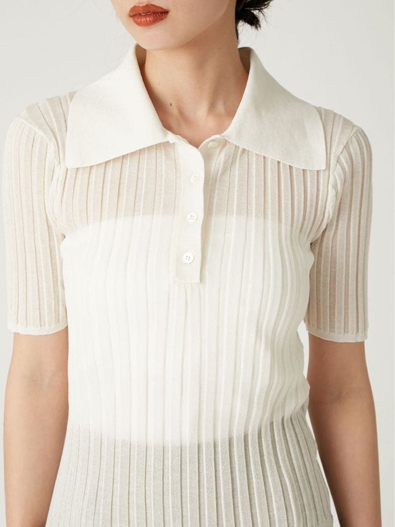 【新品タグ付】 FRAY I.D シルクブレンドシアーリブニットポロ