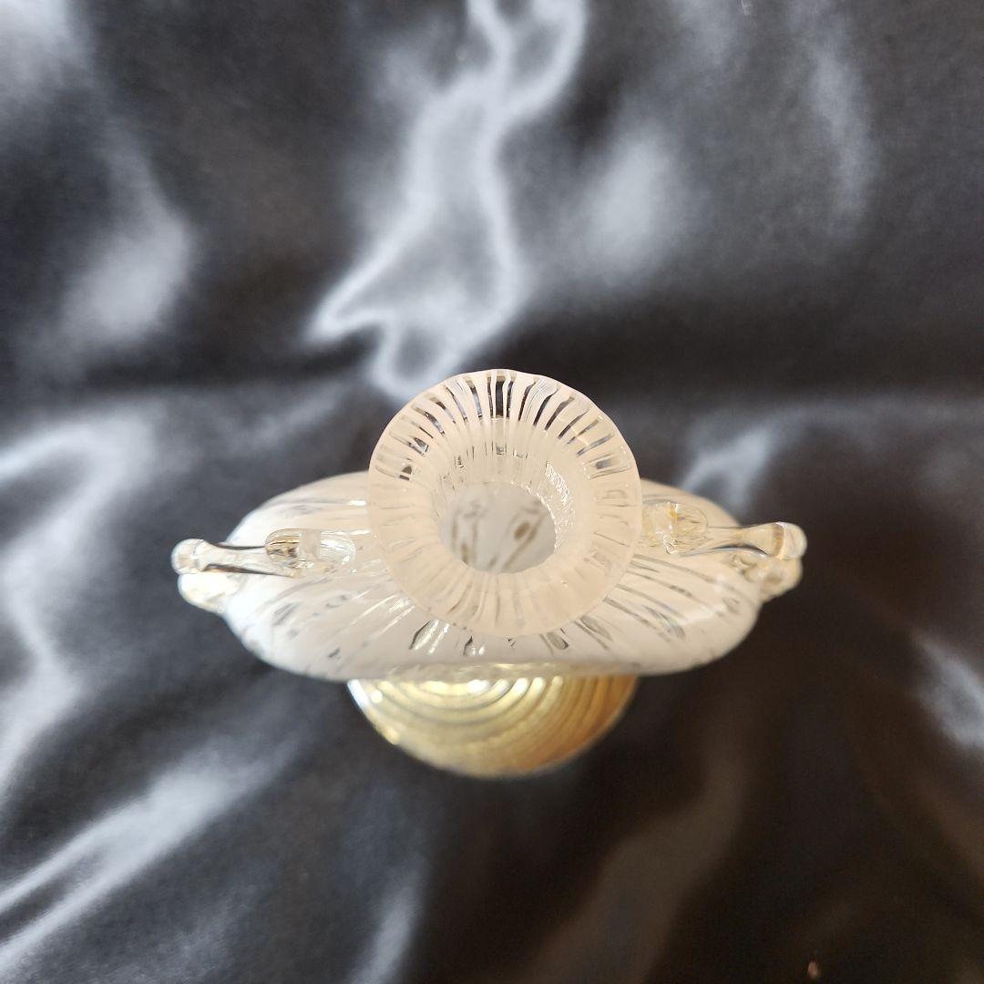 ベネチアンガラス ムラーノガラス レース柄 蓋付き オブジェ イタリア