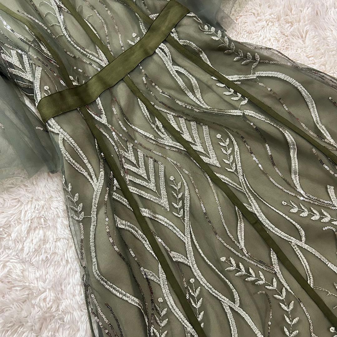 美品✨ Leja スパンコール 刺繍 レース プチハイネック ワンピース S