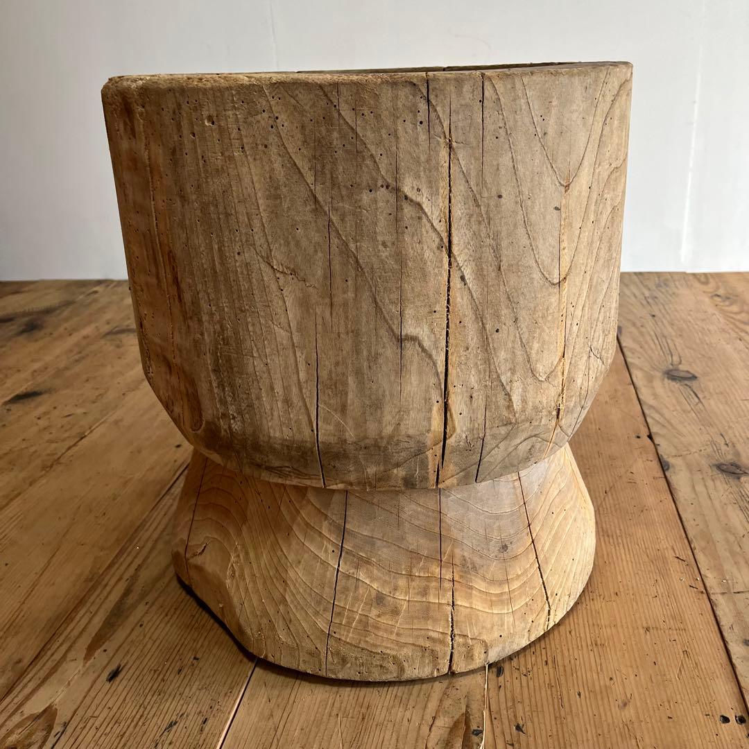 アンティーク ローテーブル 欅 ケヤキ 臼 プリミティブ 無塗装 《送料込み》