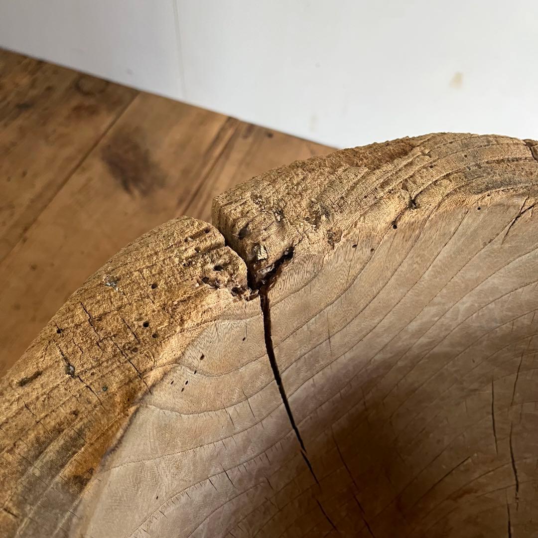 アンティーク ローテーブル 欅 ケヤキ 臼 プリミティブ 無塗装 《送料込み》