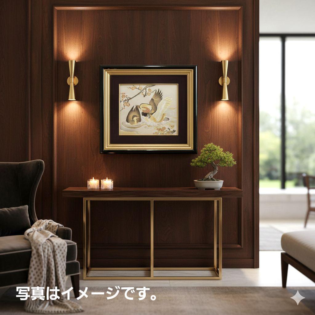 美品 ‼️大淵光則（おおぶち みつのり、号：光則）作の純銀製彫金レリーフ額絵。