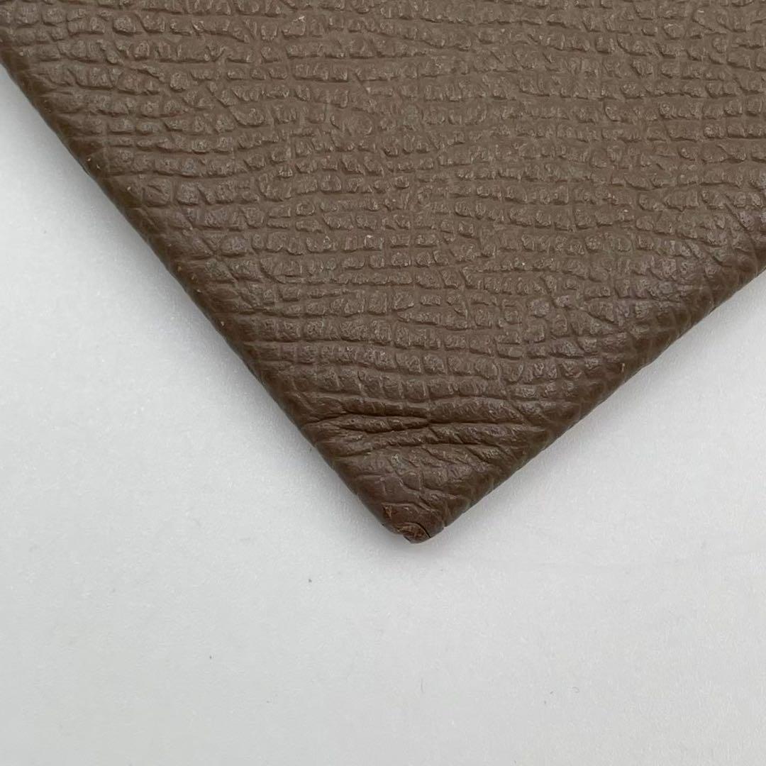 良品　エルメス　バスティア　ケース　コンパクトウォレット　レザー　ブラウン