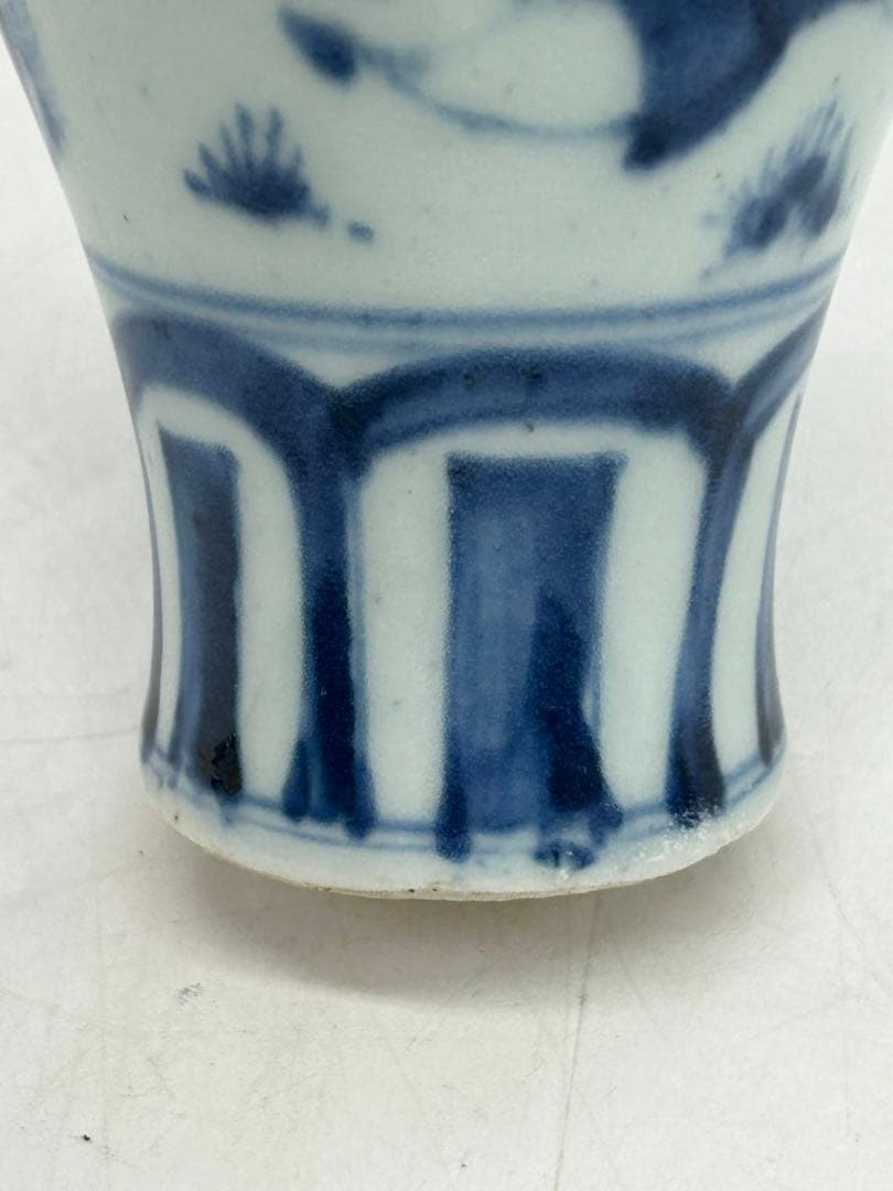 中国　染付　人物紋瓶　送料込み0711