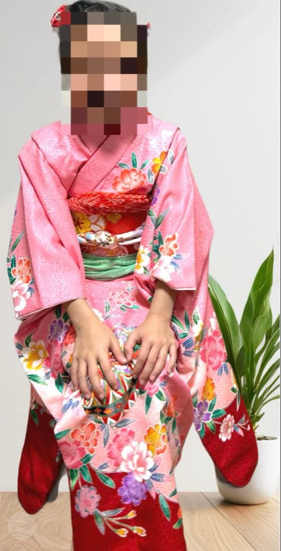 七五三着物 帯セット　ピンク　7歳