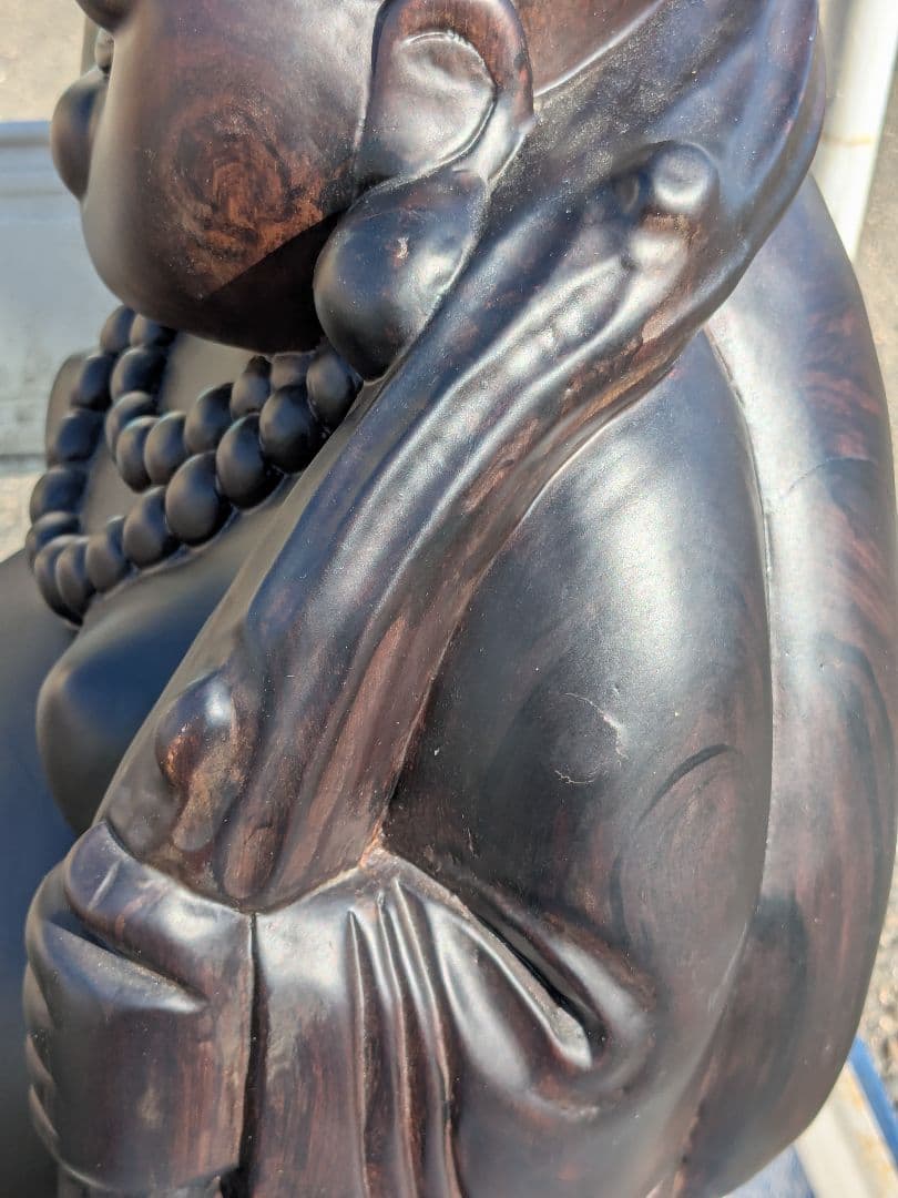 黒檀 布袋尊 彫刻 置物 オブジェ