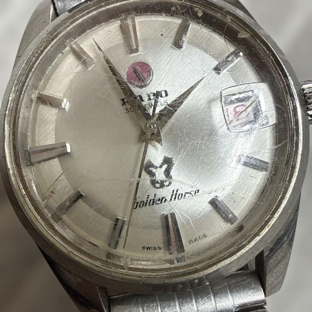 【稼動品】RADO 自動巻き時計 シルバー　GOLDEN HORSE