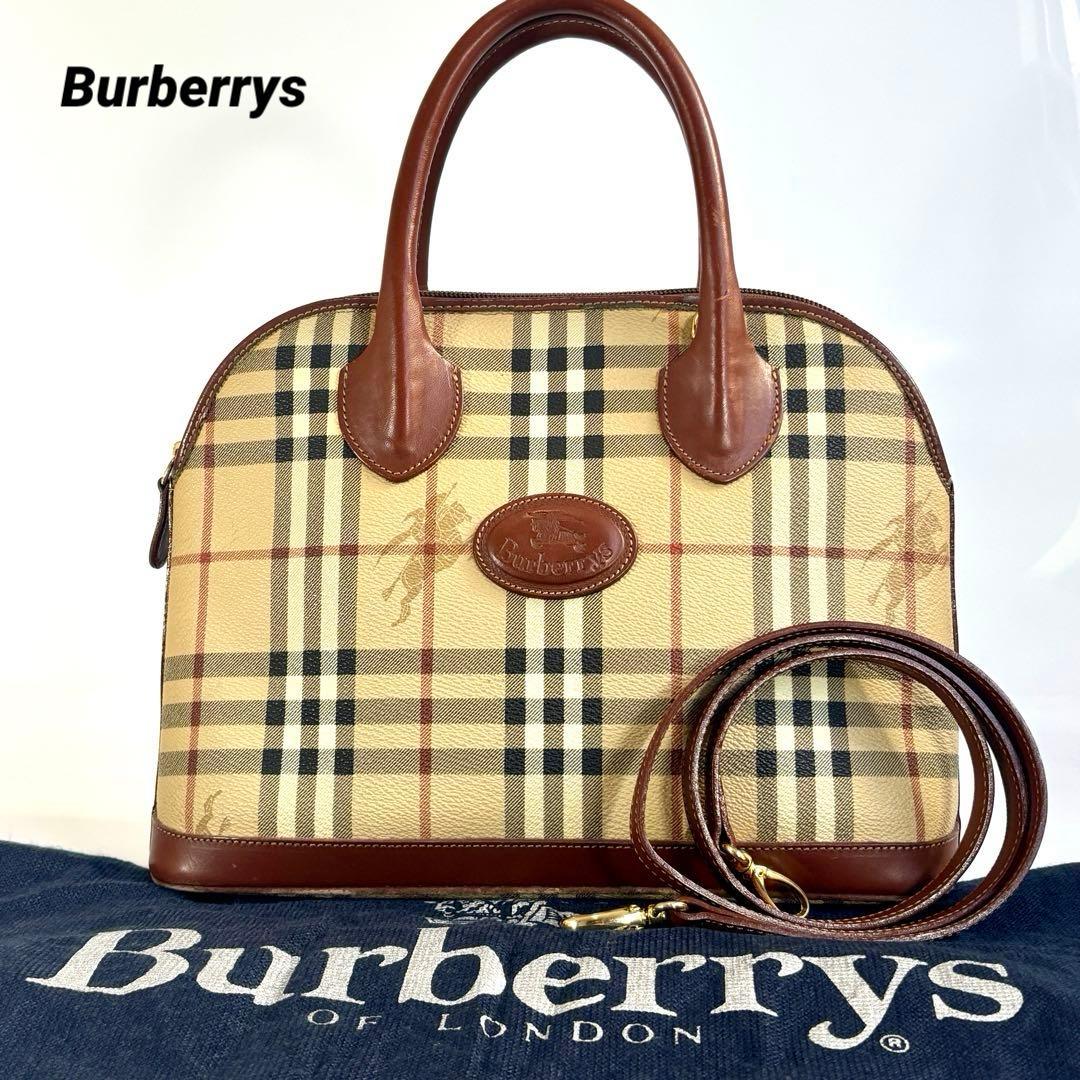 バーバリーズ ノバチェック 2WAY ハンドバッグ ショルダー PVC レザー