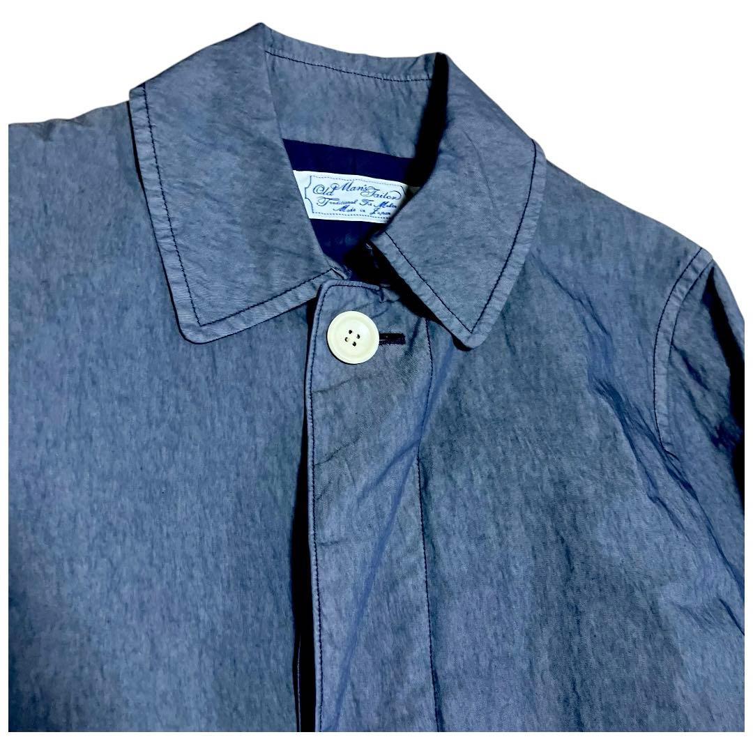 【美品】オールドマンズテーラー　ステンカラーコート　青　ブルー　コットン　比翼