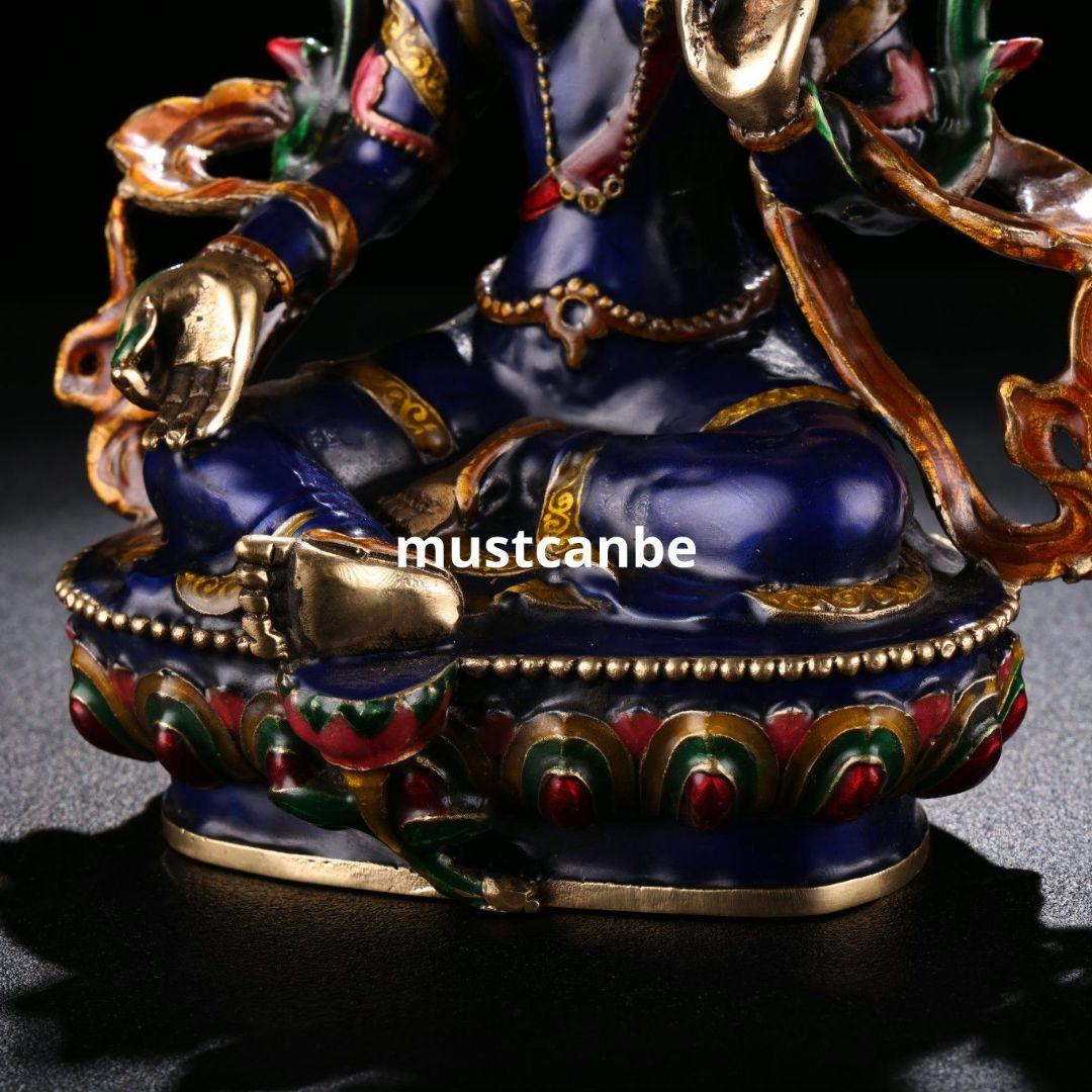 銅制 撚糸琺瑯景泰藍蔵緑度母仏仏像 仏堂供養 禅意茶室 装飾品 工芸品 置物