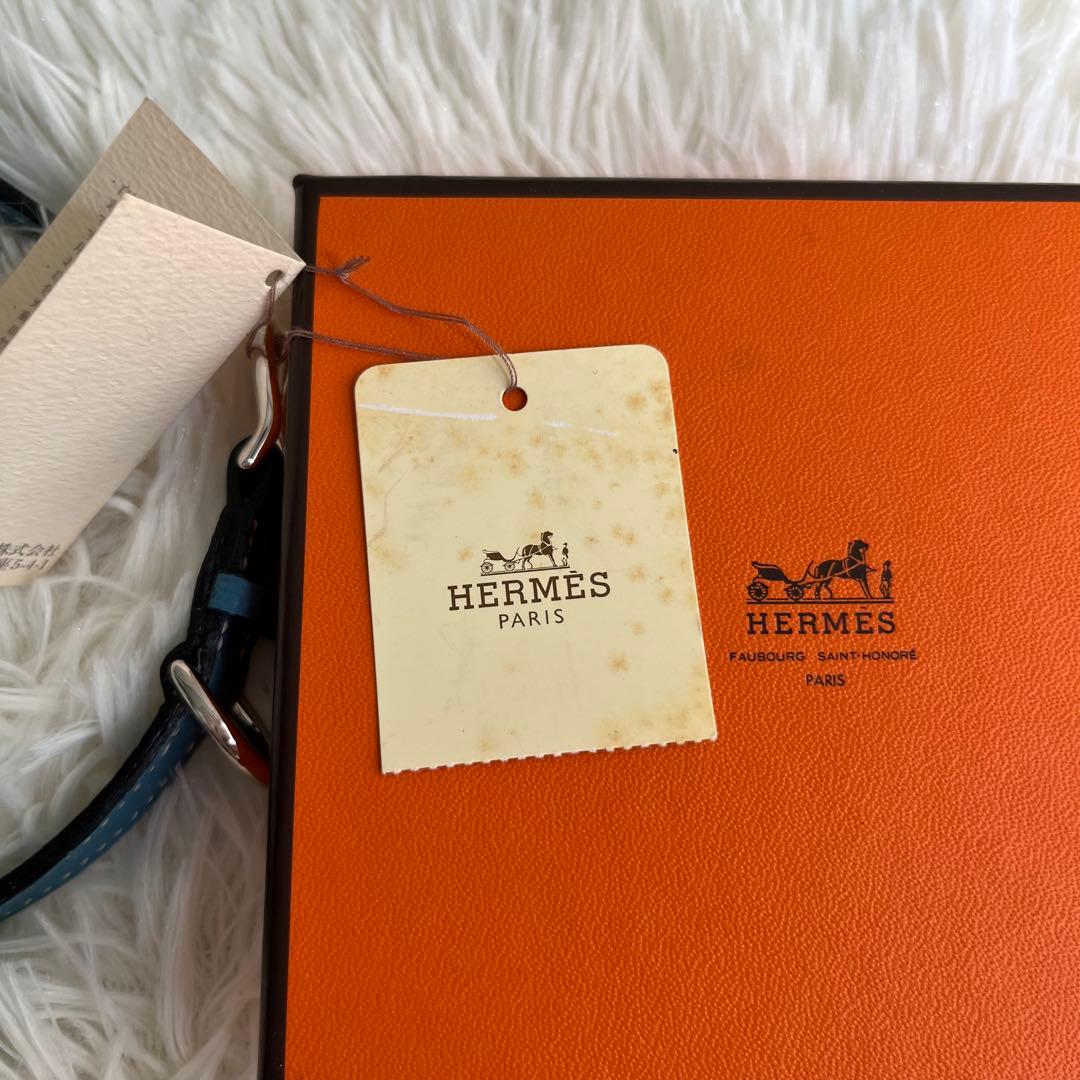 新品 HERMES エルメス ケリー 首輪 犬用 ペット用品 ブルー 箱タグ付