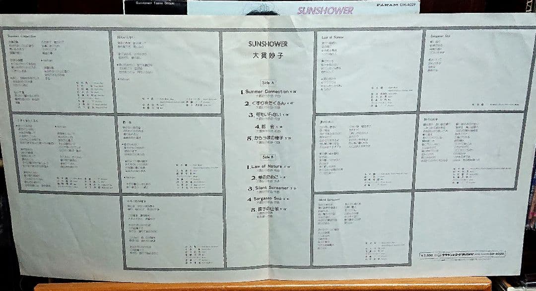 大貫妙子 SUNSHOWER GW-4029 帯付き オリジナル初盤 坂本龍一