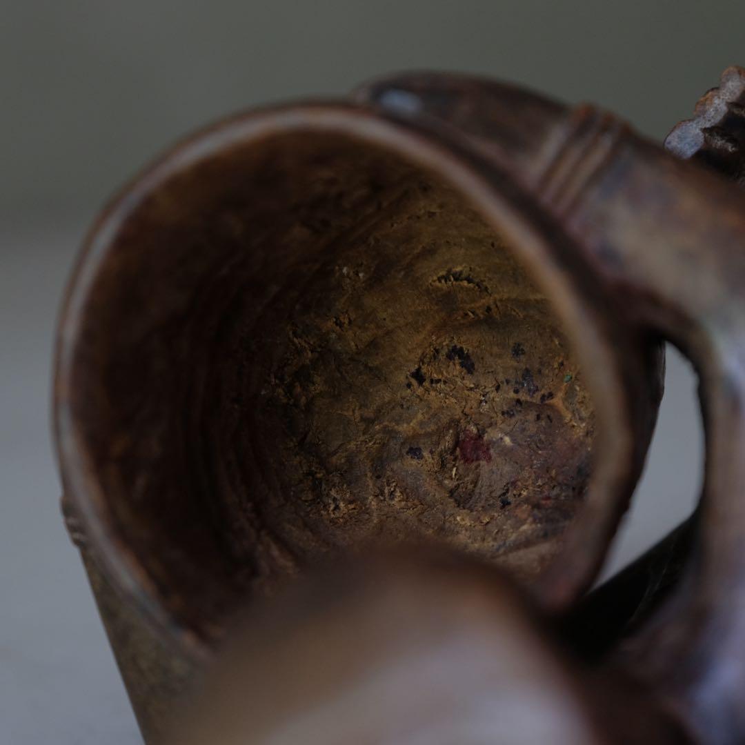 アフリカ 小物入れ付き木彫　オブジェ プリミティブ アート アンティーク