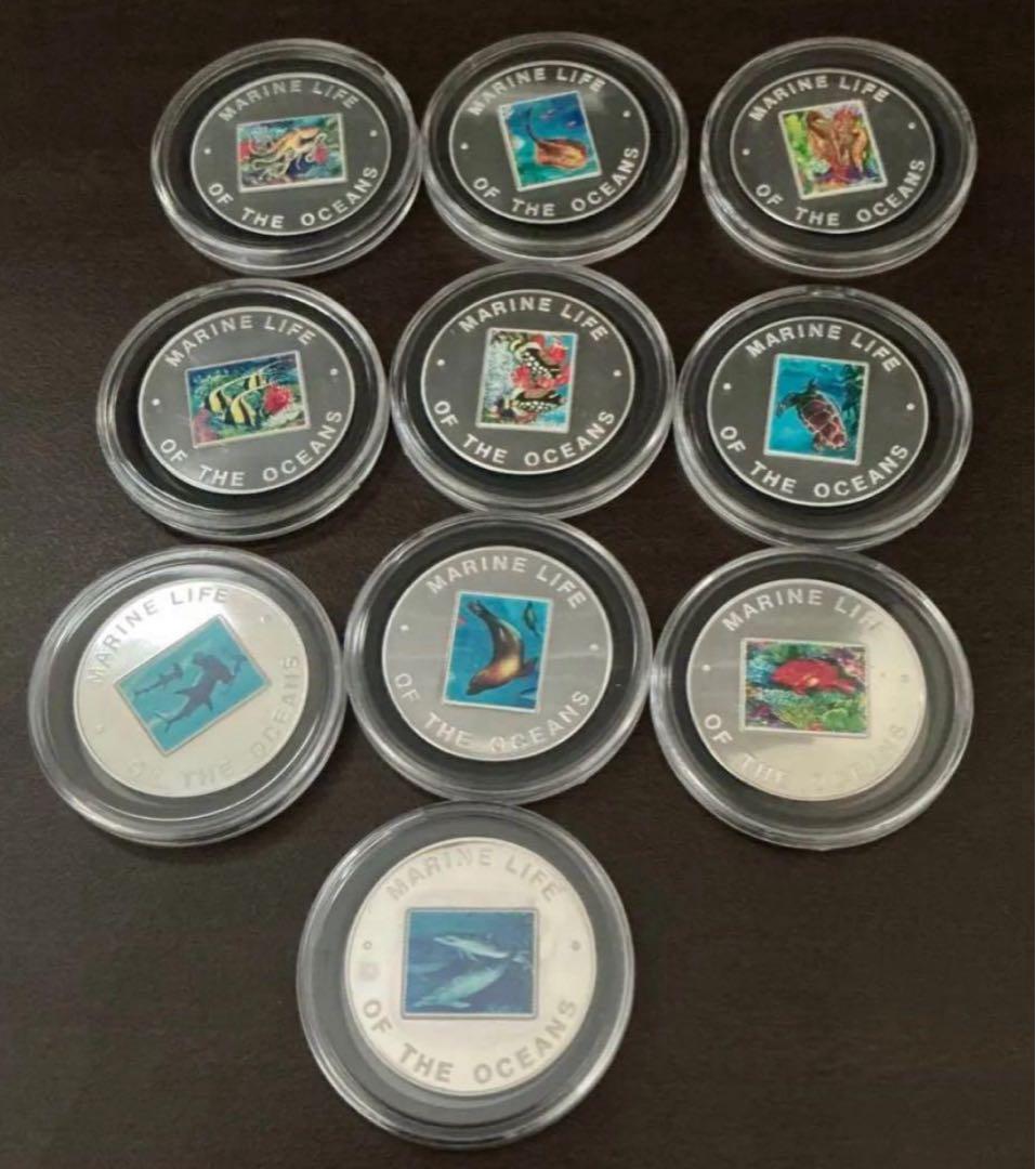 ウガンダ　海の生き物　10枚セット　プルーフ　2002年　1000シリング　硬貨