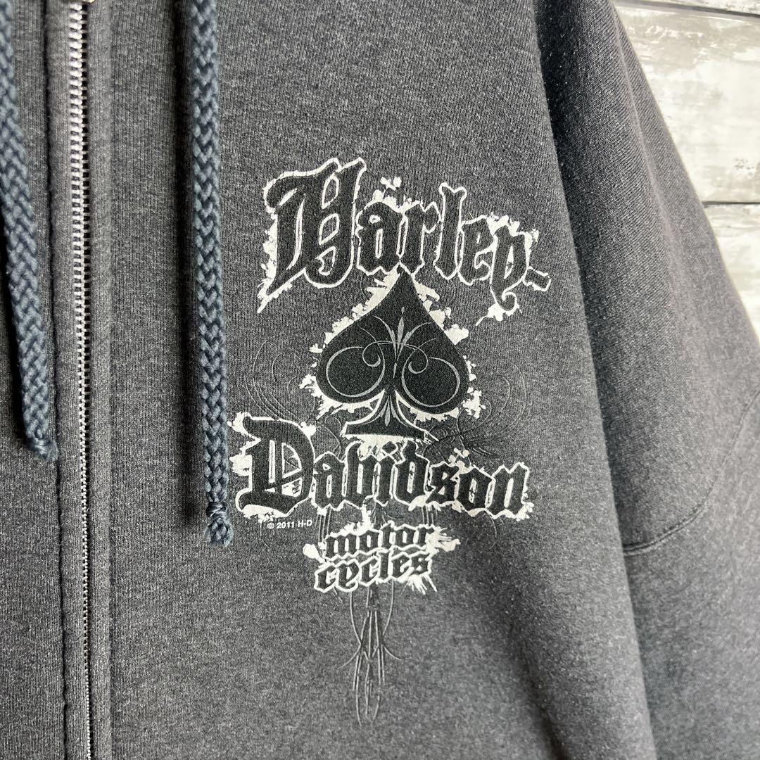 ハーレーダビッドソン◎フルジップ XL スペード柄 パーカー D284