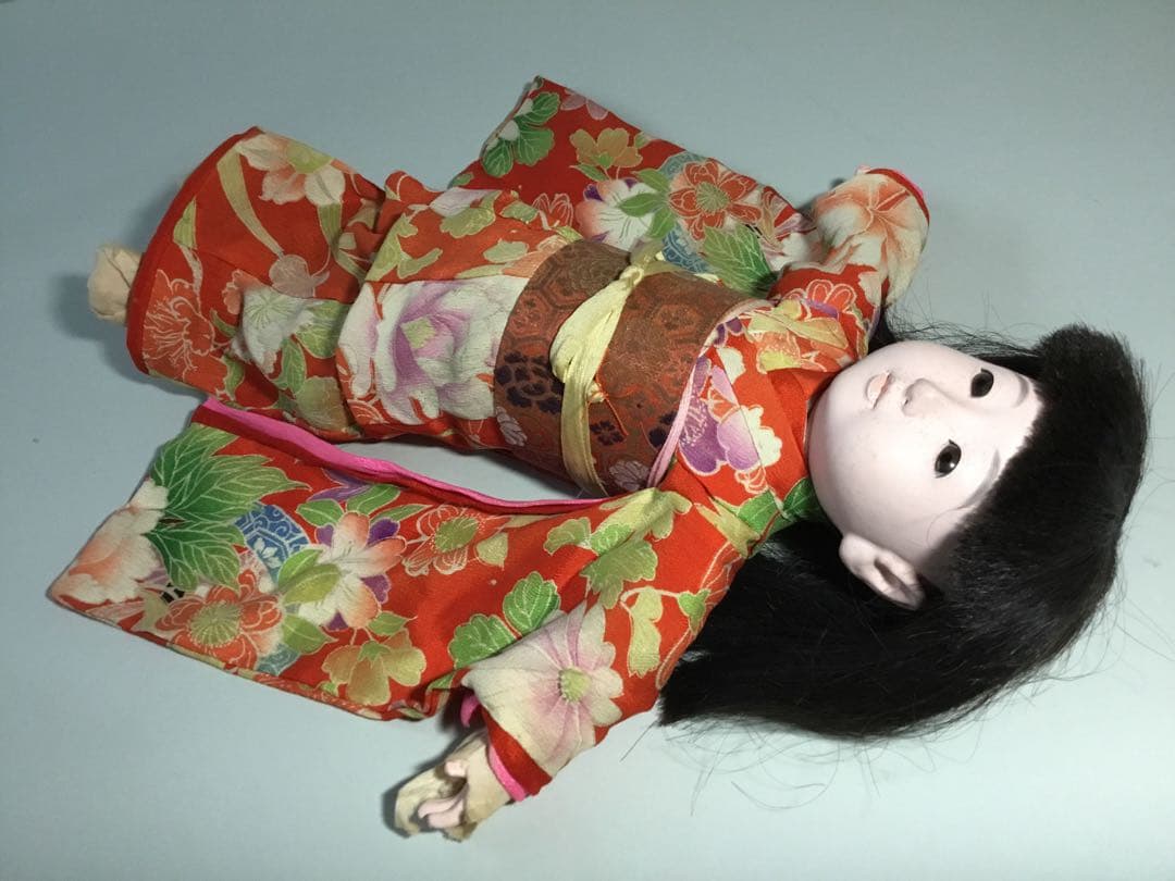 市松人形◆昭和初期 女の子◆人毛 日本人形 アンティーク 大正ロマン 抱き人形