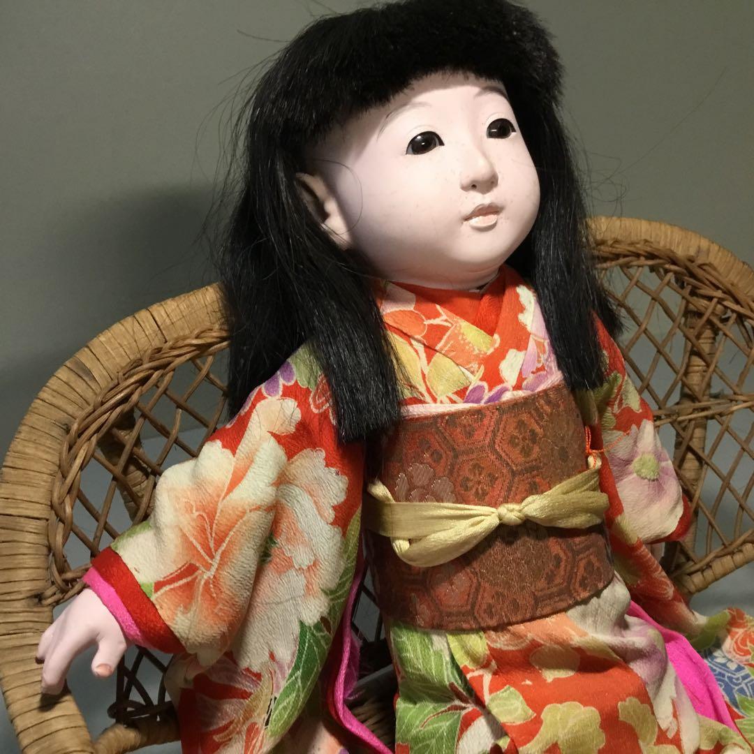 市松人形◆昭和初期 女の子◆人毛 日本人形 アンティーク 大正ロマン 抱き人形