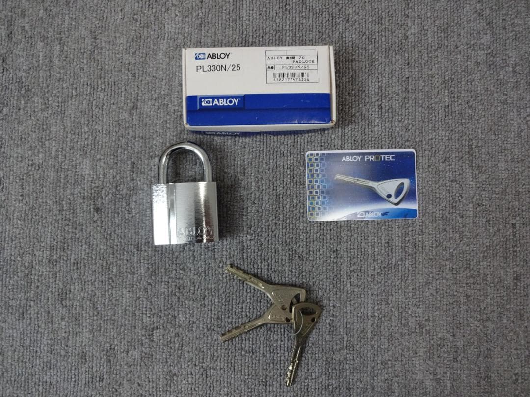 南京錠 3本鍵付き ABLOY PL330N/25