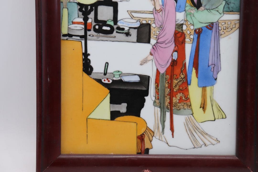 中国　陶板画　美人　壁がけ　送料込み0308