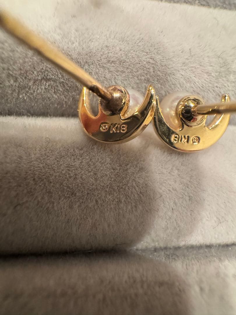 ビ*バ様 MIKIMOTO K18 ゴールド ベビーパール 三日月ピアス ミキモ