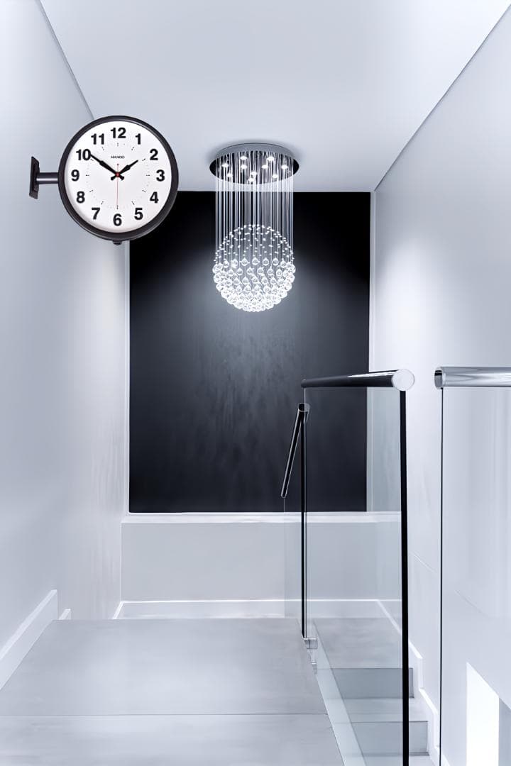 両面掛け時計ｍａｎｂｏ 両面掛時計－文字盤直径27CM 非電波 (ブラック)